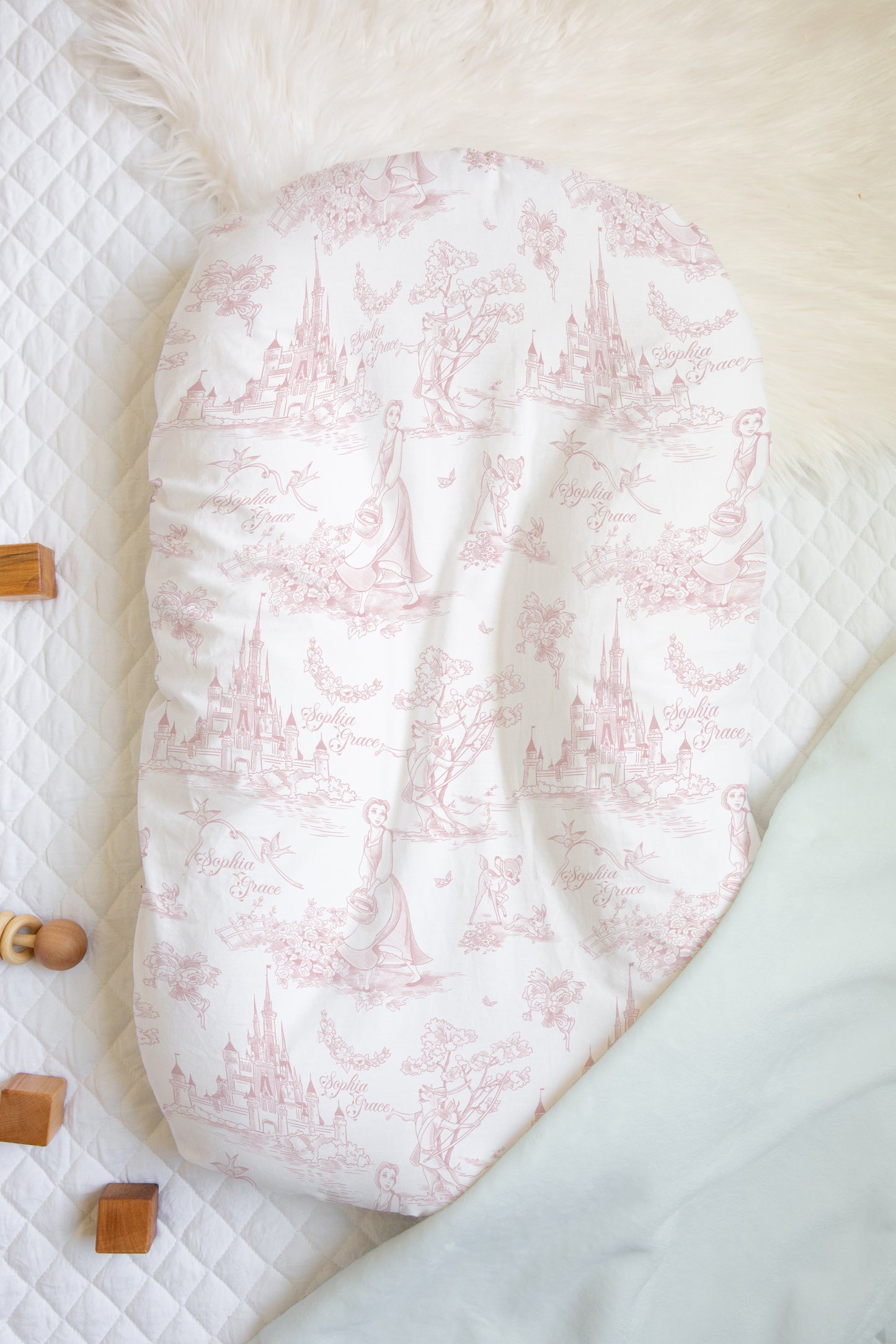 Tale As Old As Time Pink Toile Personalized Lounge Cover - Fits "Snuggle Me"