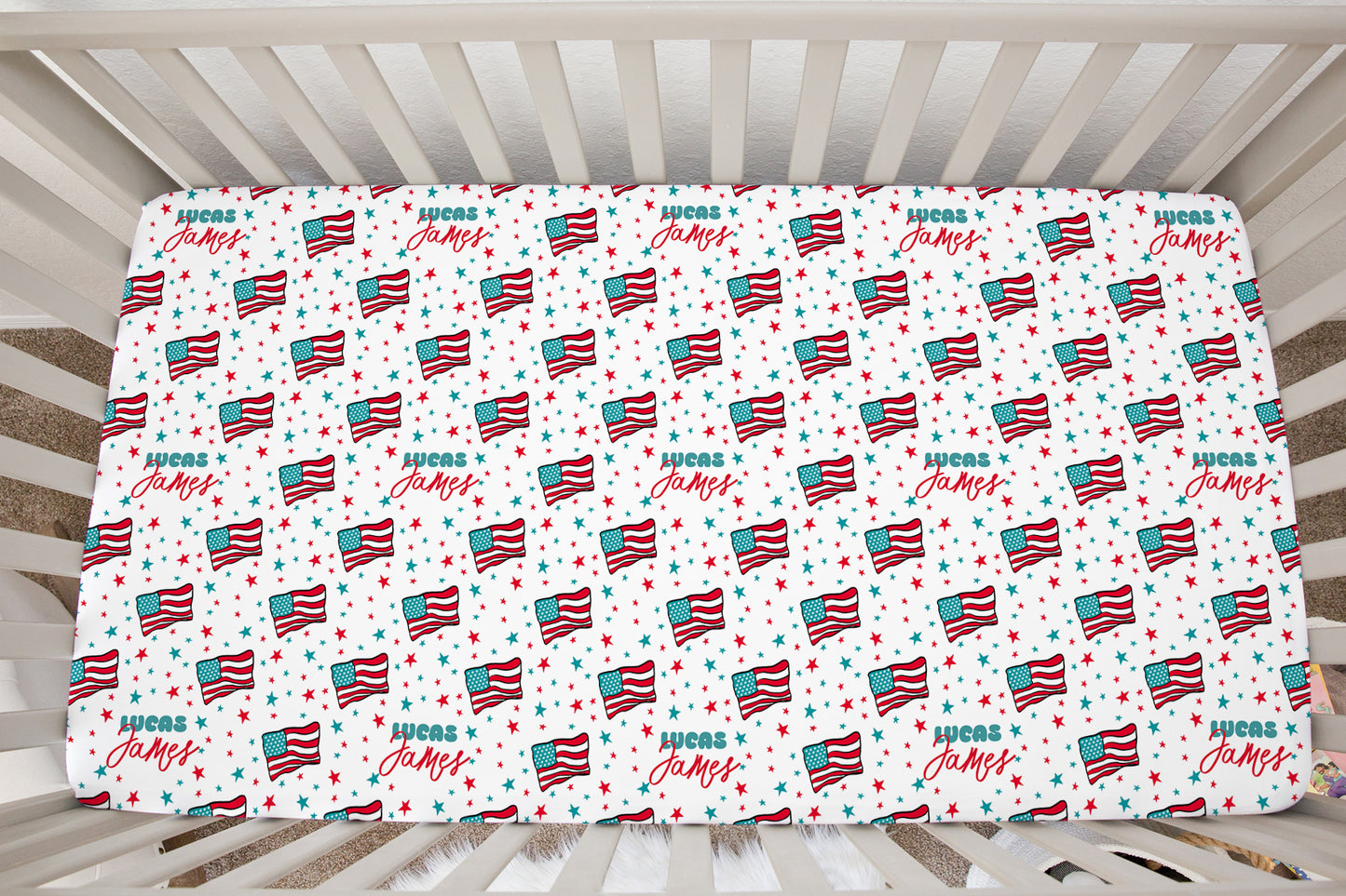 Land Of The Free Personalized Crib Sheet