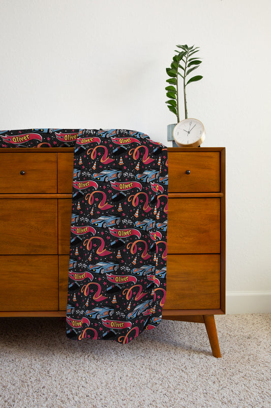 Let's Race Personalized Name Swaddle