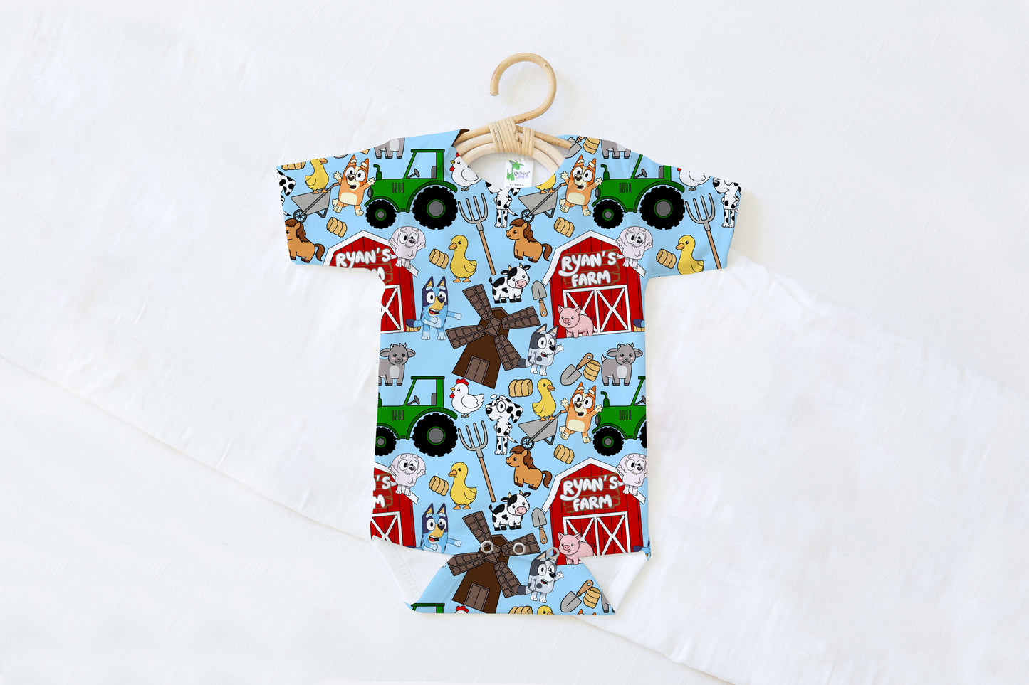 BINGO WAS HER NAME-O Personalized Name Baby Bodysuit | Blue