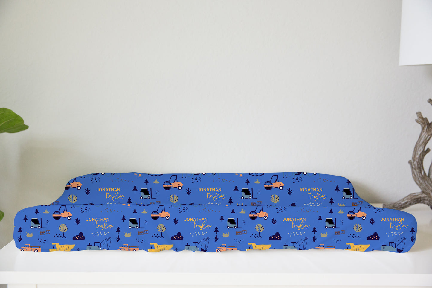 Boy Construction Personalized Changing Pad Cover