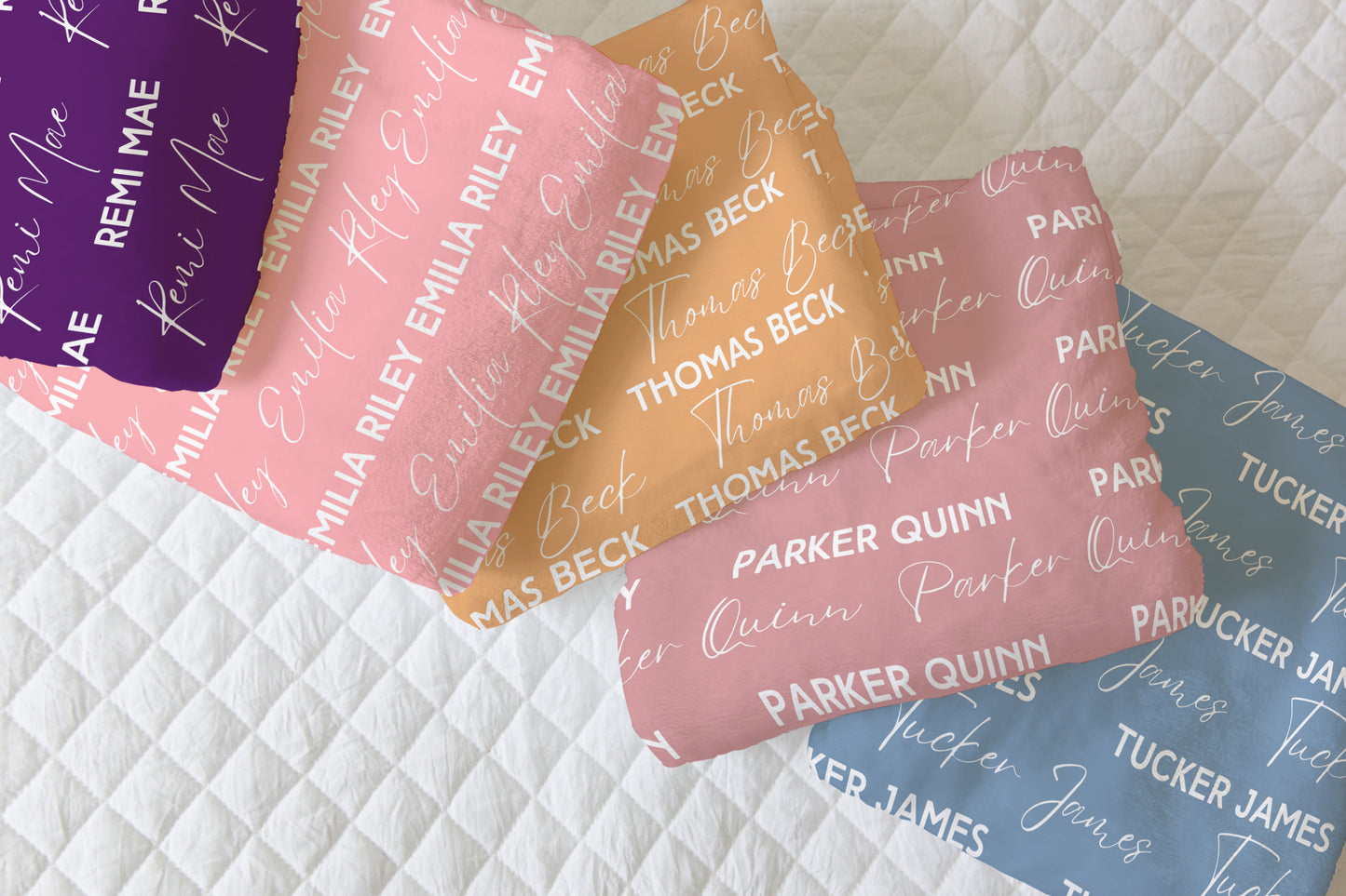 Custom Name Solid Color Stacked Font Personalized Minky Blanket