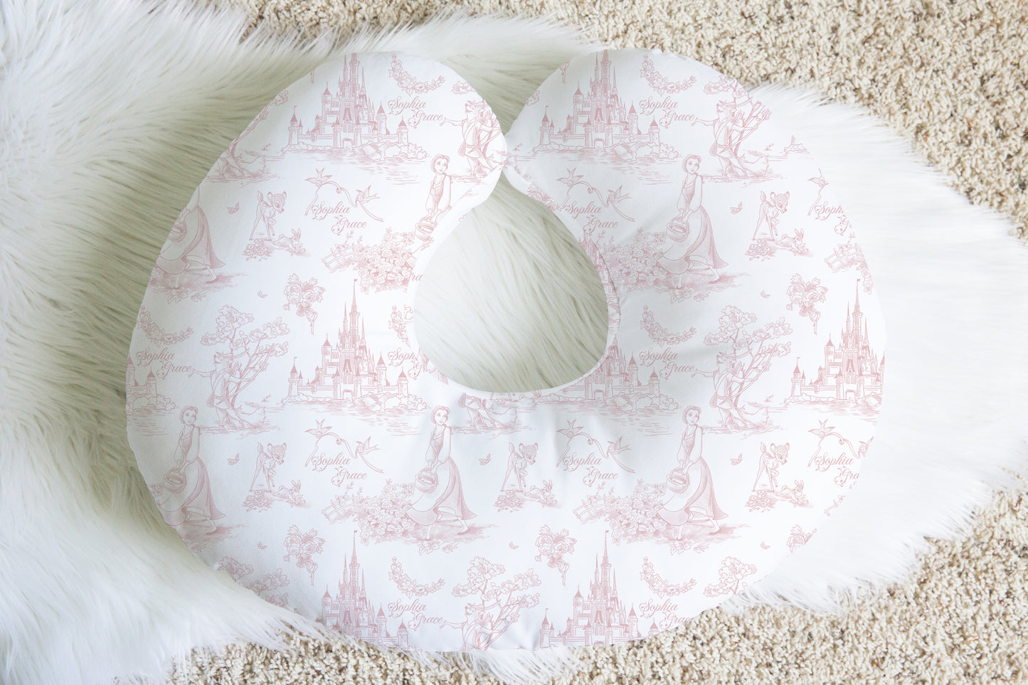 Tale As Old As Time Pink Personalized Name Nursing Pillow Cover