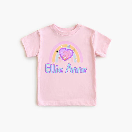 Baby Evie Peppa Personalized Kids Graphic Tee  | Multiple Colorways