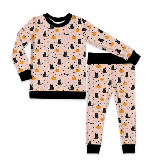 Purr-anormal Activity Halloween Long Sleeve Jersey Jams – Two-Piece Loungewear Set