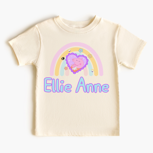 Baby Evie Peppa Personalized Kids Graphic Tee  | Multiple Colorways