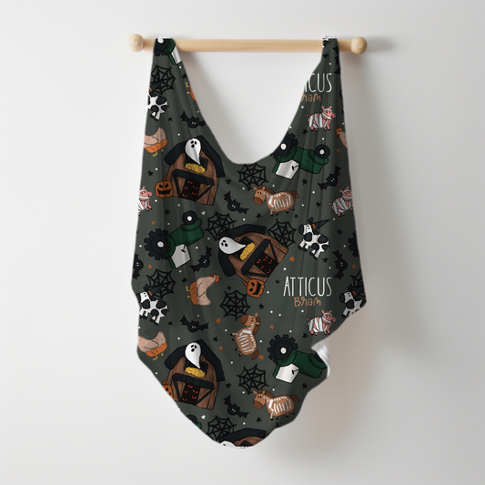 Barnyard Boos Halloween Personalized Name Swaddle