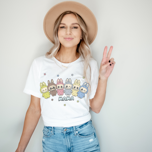 Labubu Monsters Personalized Women's Graphic Tee | White