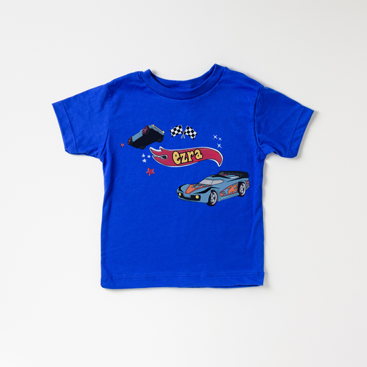 Let's Race Personalized Kids Graphic Tee  | Multiple Colorways
