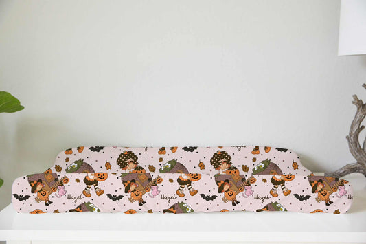 Autumn Stroll Halloween Personalized Changing Pad Cover