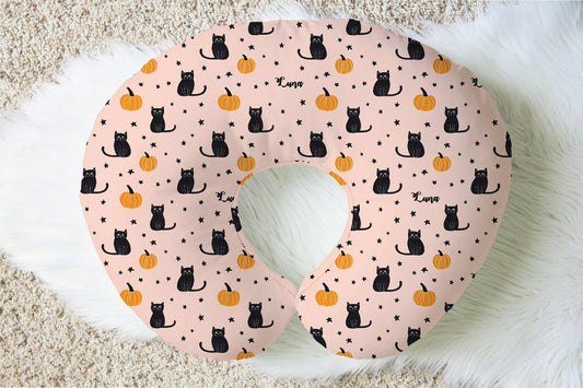 Purr-anormal Activity Halloween Personalized Baby Name Nursing Pillow Cover
