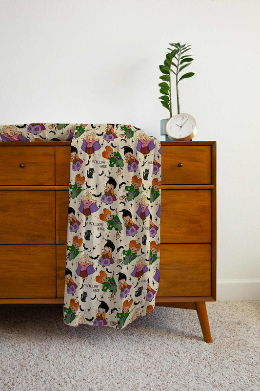 Little Witches Halloween Personalized Name Swaddle Blanket