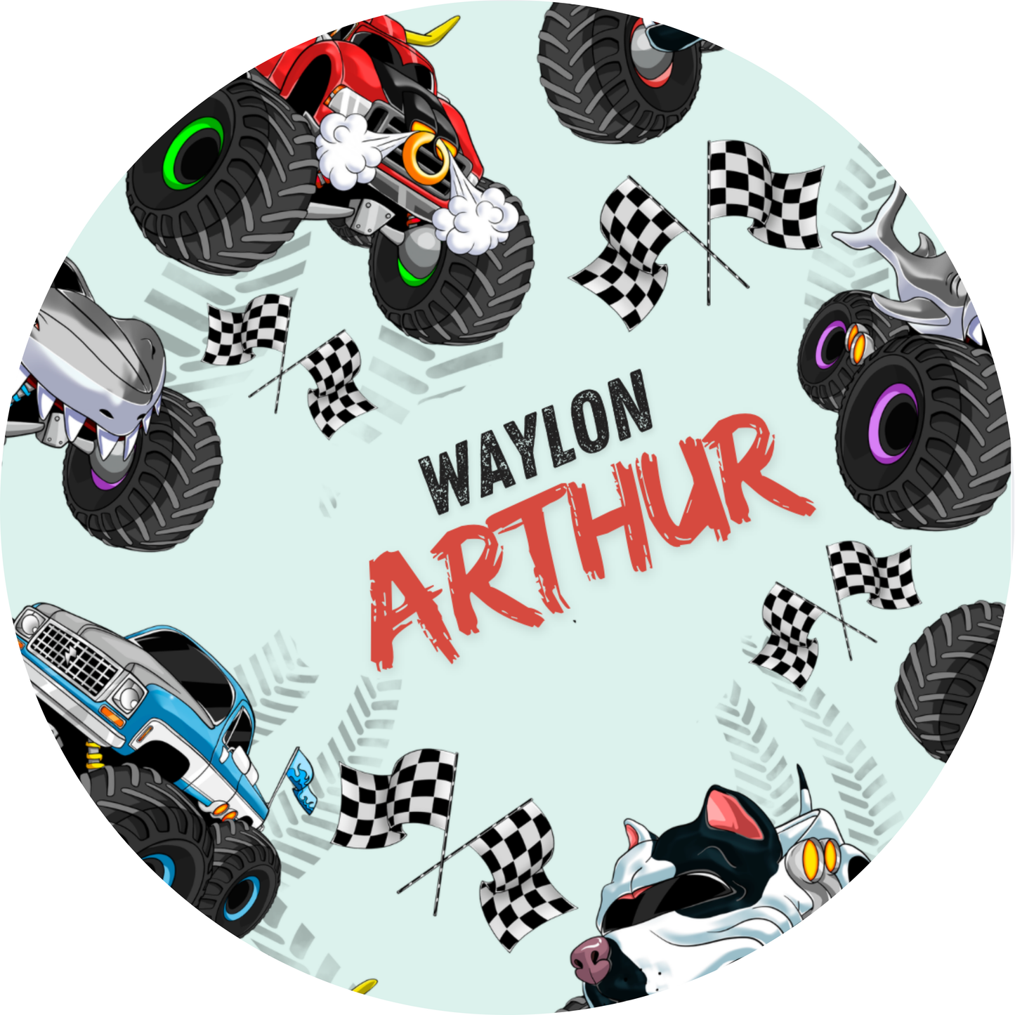 Monster Trucks Personalized Jersey Jams – Two-Piece Loungewear Set