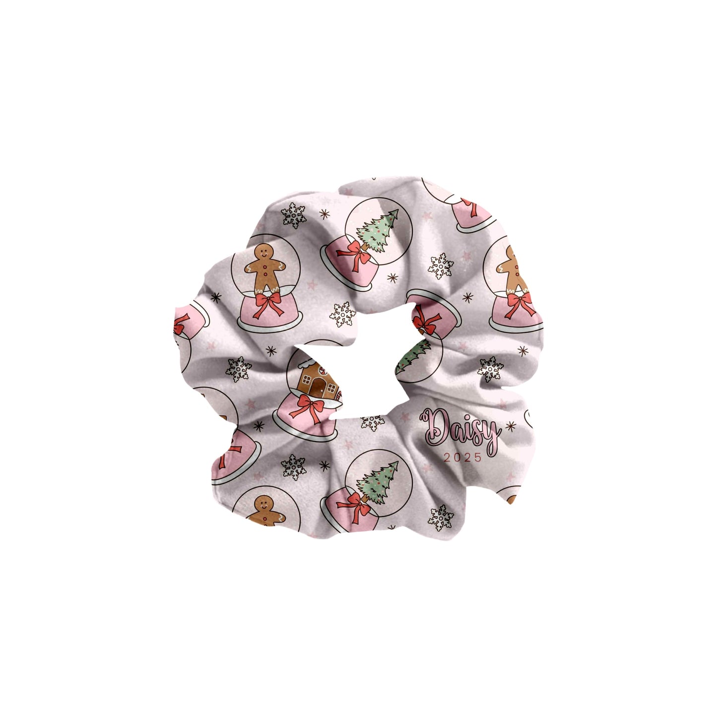Snow Globes Personalized Christmas Hair Scrunchie