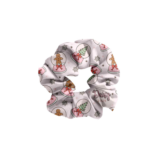 Snow Globes Personalized Christmas Hair Scrunchie