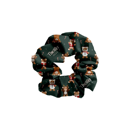 Teddy Bear Toyland Personalized Christmas Hair Scrunchie