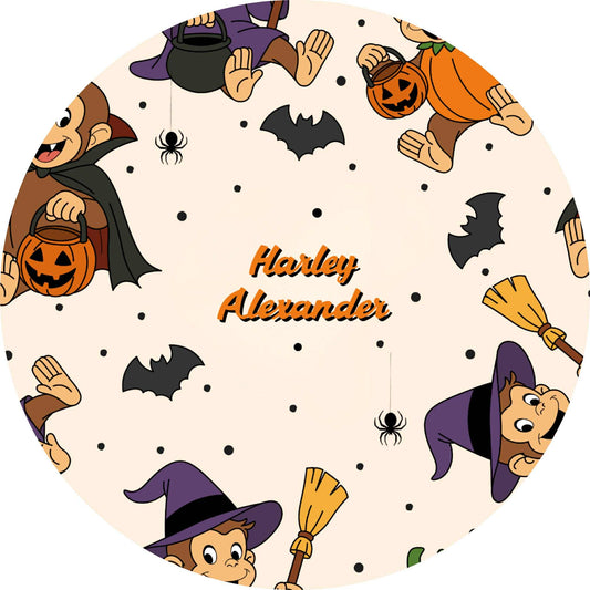 Monkey-Ween Halloween Personalized Changing Pad Cover