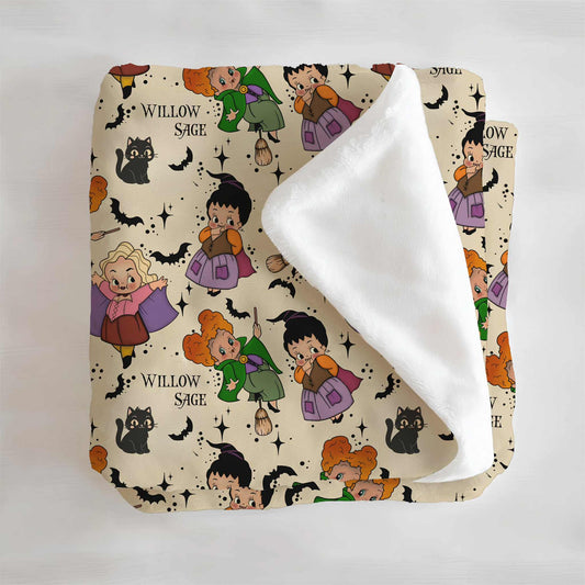 Little Witches Halloween Personalized Minky Blanket