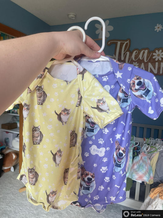 Upload Your Pet! Personalized Name Baby Bodysuit with Custom Pet Cartoon & Name