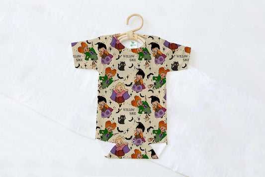 Little Witches Halloween Personalized Name Baby Bodysuit