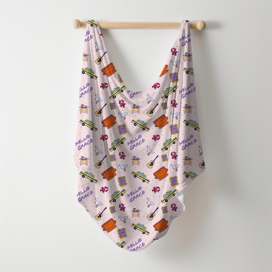 Besties Personalized Name Swaddle Blanket