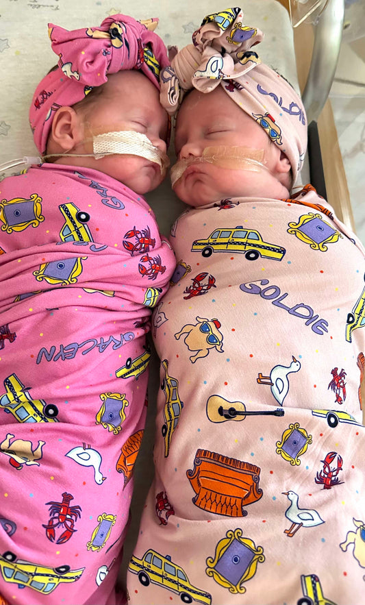Besties Personalized Name Swaddle Blanket