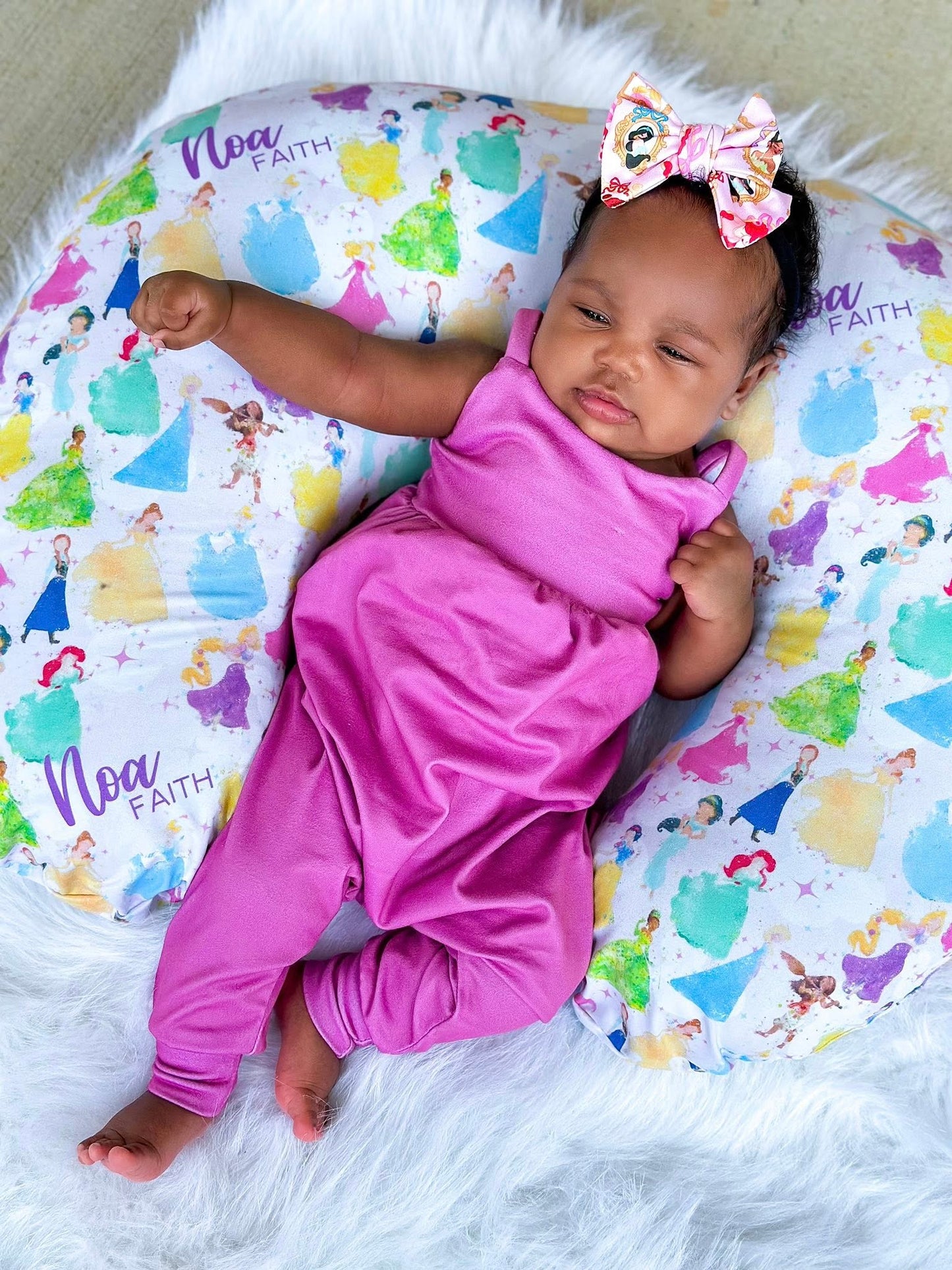 Watercolor Princess Personalized Baby Name Nursing Pillow Cover