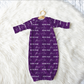Solid Color Stacked Font Personalized Name Infant Gown