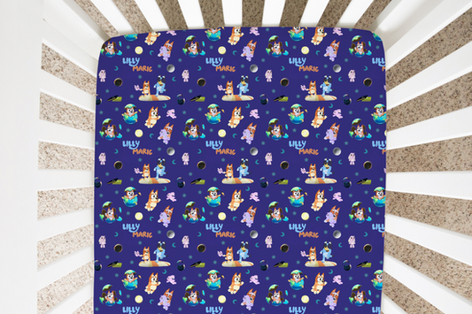 Sleepytime Pups Personalized Crib Sheet