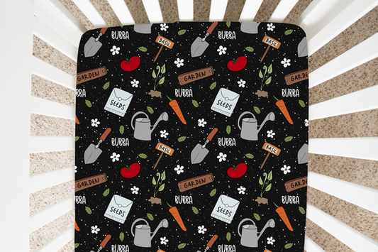 Green Thumb Personalized Crib Sheet