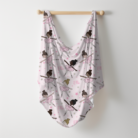 Ballerina Personalized Name Swaddle