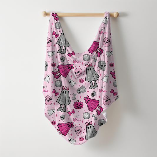 Scary Cute Halloween Personalized Name Swaddle Blanket