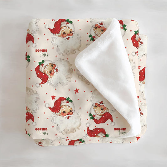 Old Saint Nick Christmas Personalized Minky Blanket