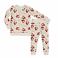 Old Saint Nick Christmas Beige Trim Long Sleeve Jersey Jams – Two-Piece Loungewear Set