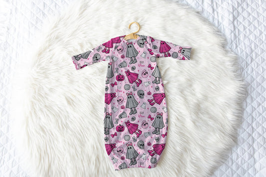 Scary Cute Halloween Personalized Name Infant Gown