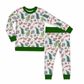 Mean But Merry Christmas Green Trim Long Sleeve Jersey Jams – Two-Piece Loungewear Set
