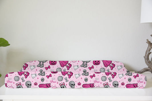 Scary Cute Halloween Personalized Changing Pad Cover