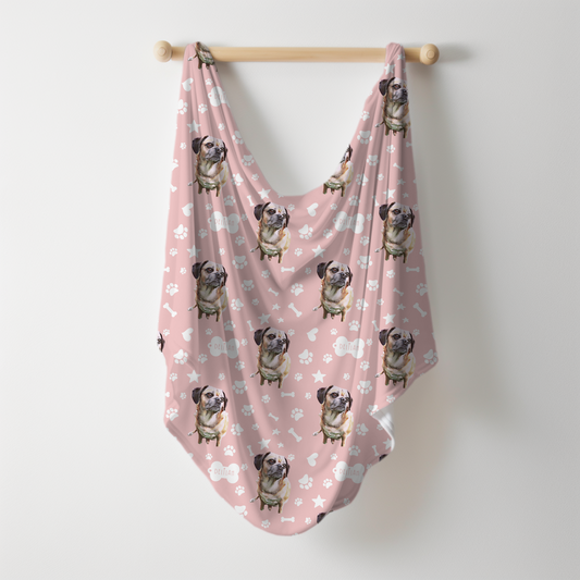 Upload Your Pet! Personalized Swaddle with Custom Pet Cartoon & Name
