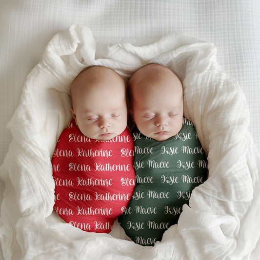 Christmas Script Personalized Name Swaddle Blanket