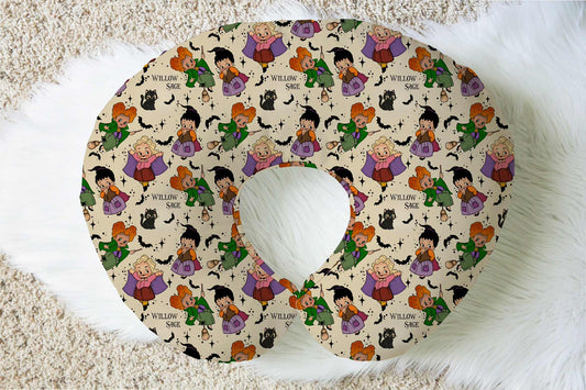 Little Witches Halloween Personalized Baby Name Nursing Pillow Cover