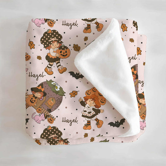 Autumn Stroll Halloween Personalized Minky Blanket
