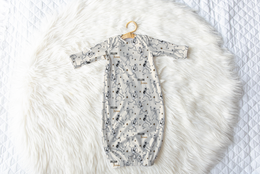 Spooky Scary Skeletons Halloween Personalized Name Infant Gown