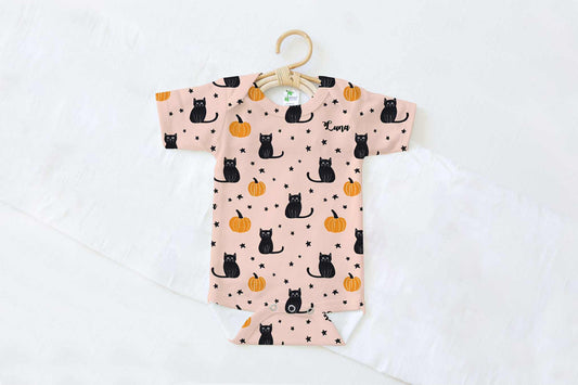Purr-anormal Activity Halloween Personalized Name Baby Bodysuit