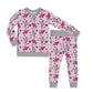 Scary Cute Halloween Long Sleeve Grey Trim Jersey Jams – Two-Piece Loungewear Set