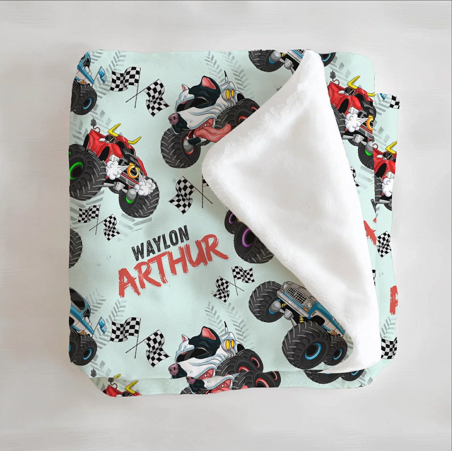 Monster Trucks Personalized Minky Blanket