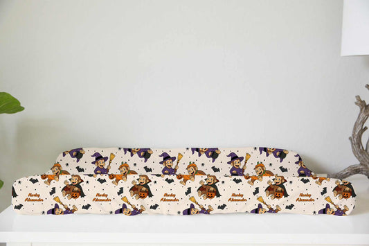 Monkey-Ween Halloween Personalized Changing Pad Cover