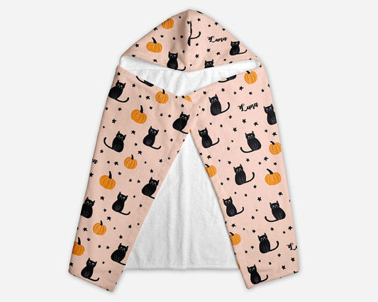 Purr-anormal Activity Halloween Personalized Hooded Towel