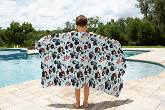 Monster Trucks Personalized Kids Beach Towel