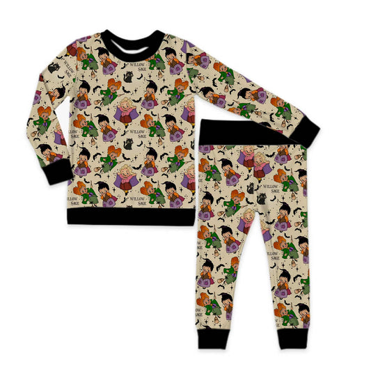 Little Witches Halloween Long Sleeve Jersey Jams – Two-Piece Loungewear Set