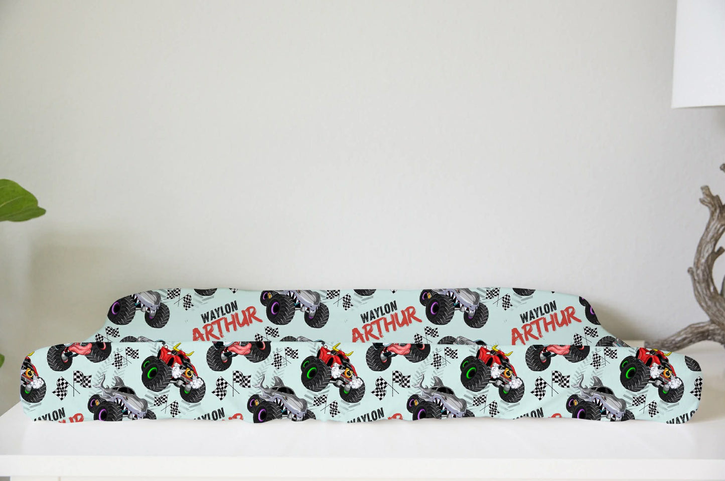 Monster Trucks Personalized Changing Pad Cover